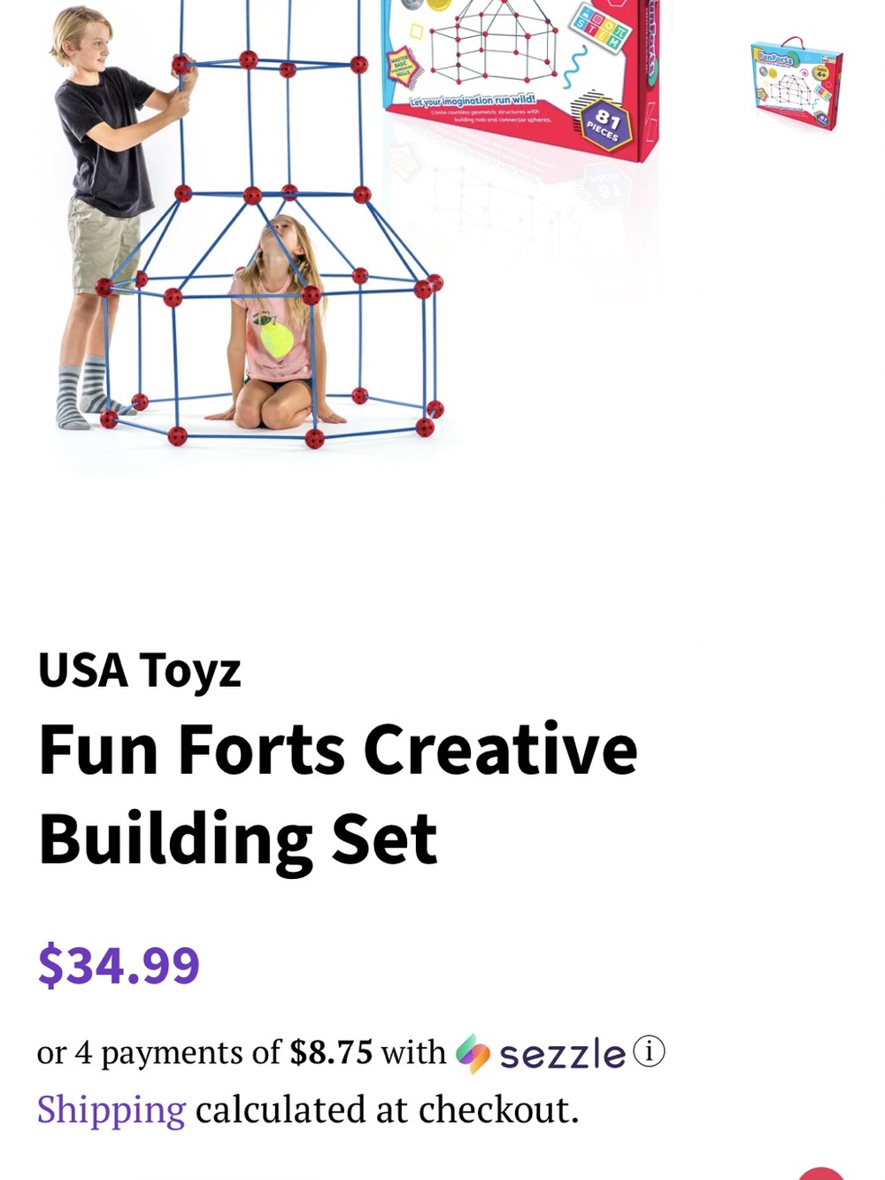 Fun Forts Creative Building Set - Complete w/ All 81 Pieces & Instruction Book